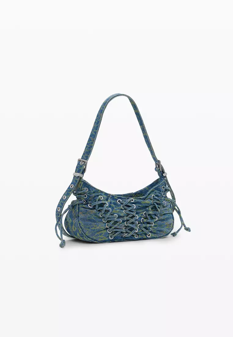 Medium denim corset bag