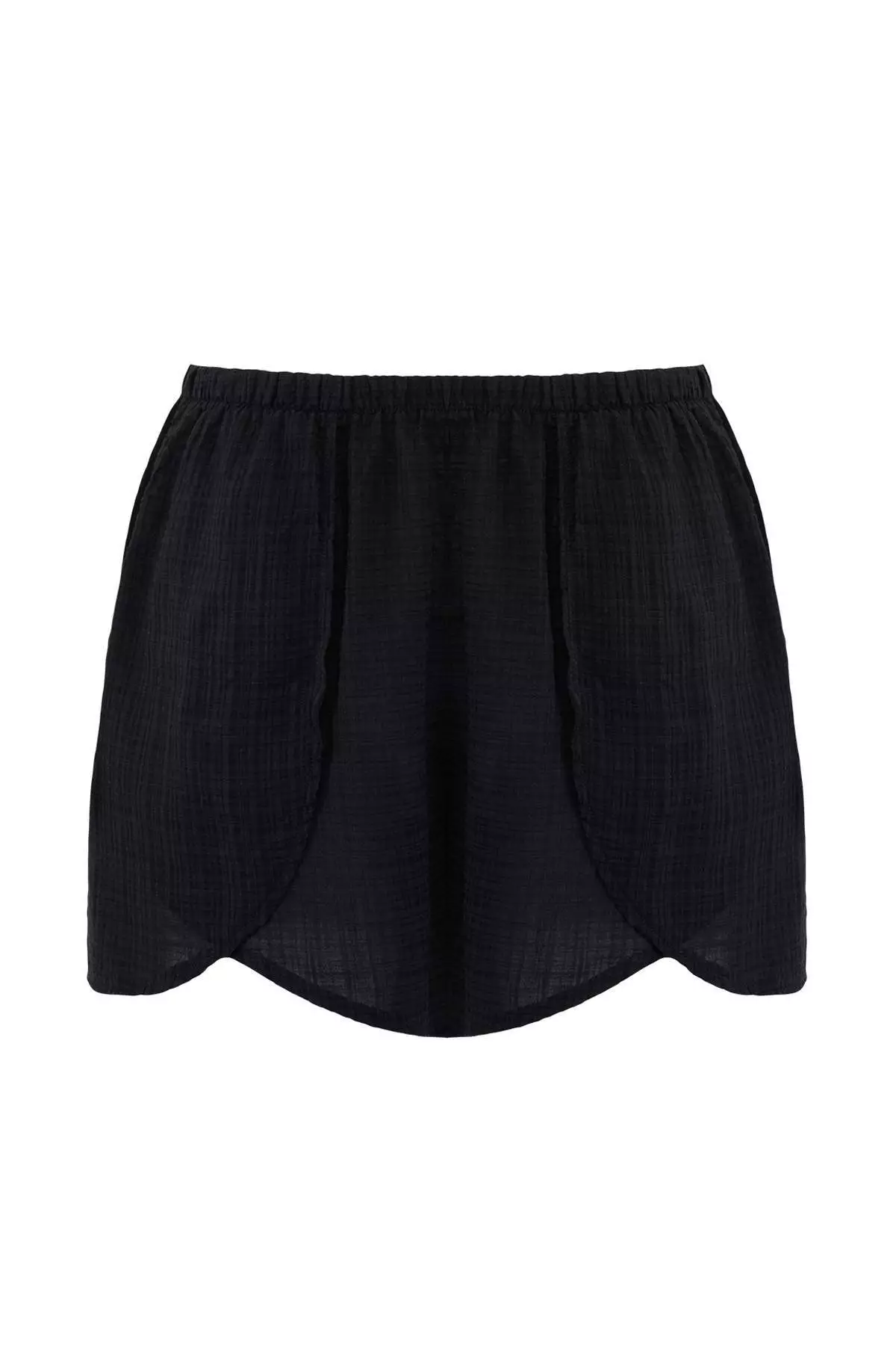Beach Wear Black Binding Detail High Waist Woven Blouse&Shorts Set Tbbss26Cp00007