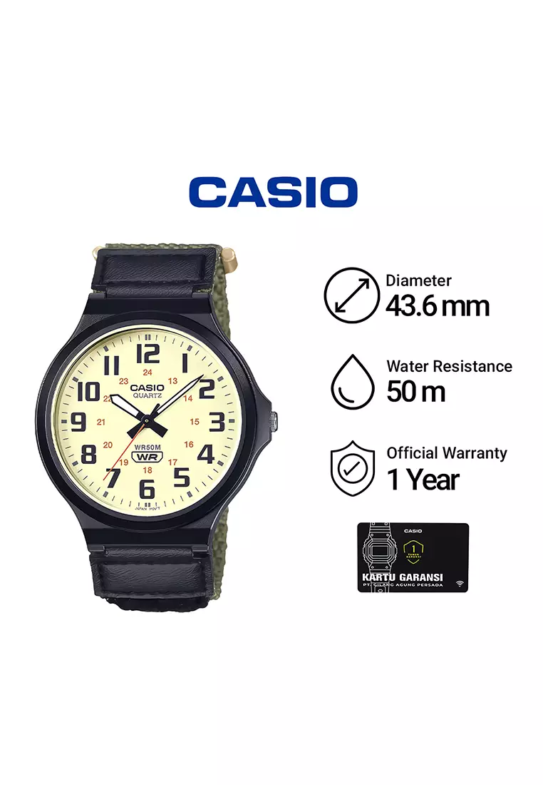 Jam Tangan Analog Pria Casio MW-240B-3BV Black Nylon Strap