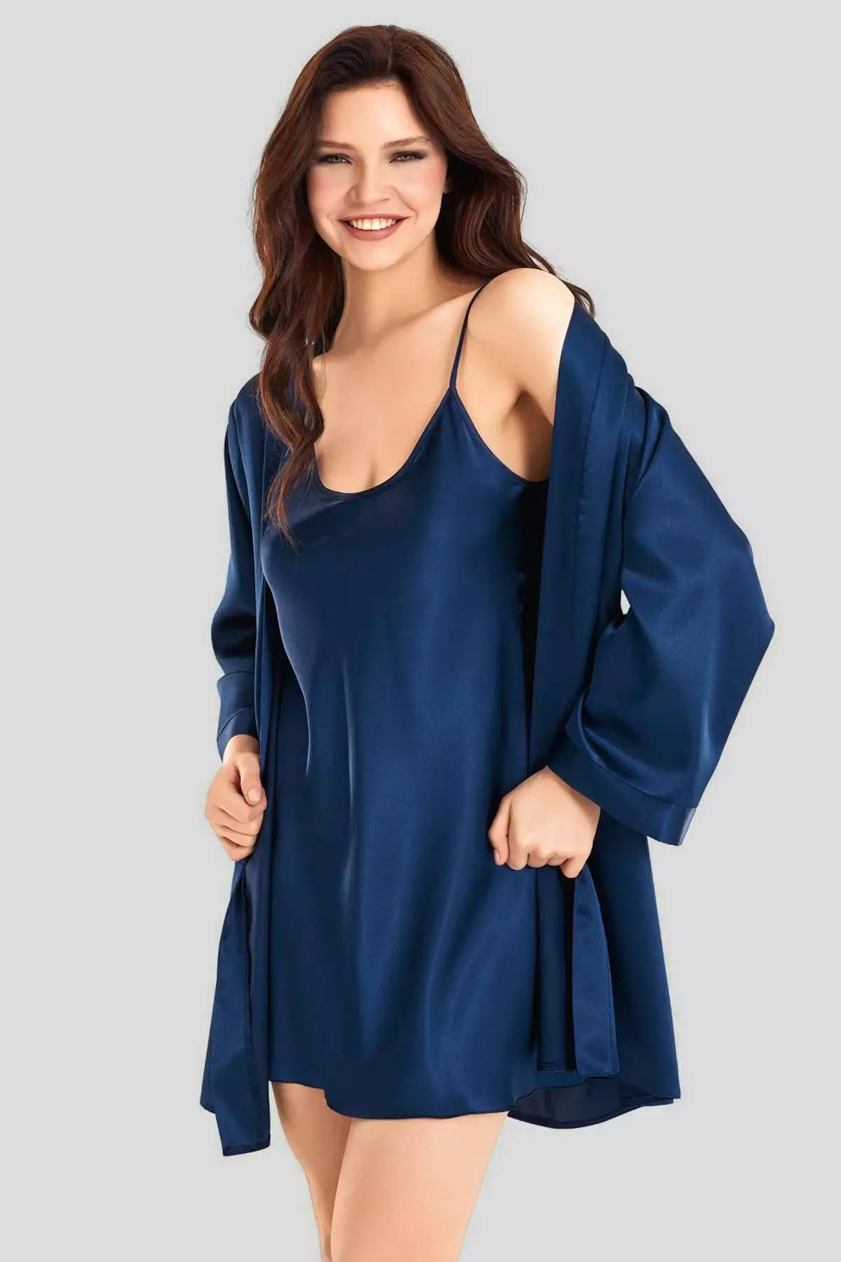 Navy Blue Silk Nightie Elsa Slip Chemise Nighty Navy Blue Silk