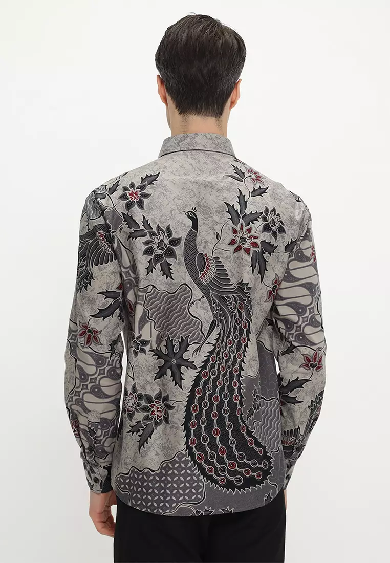 Kemeja Batik Pria Slimfit Rajasanagara - Grey