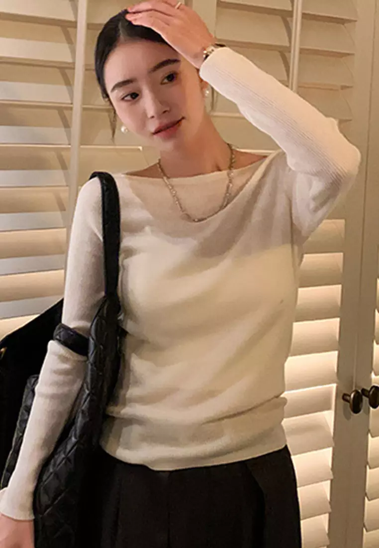 New Sheep Wool Knit Slim Fit Long Sleeve Ladies Top A22090710W