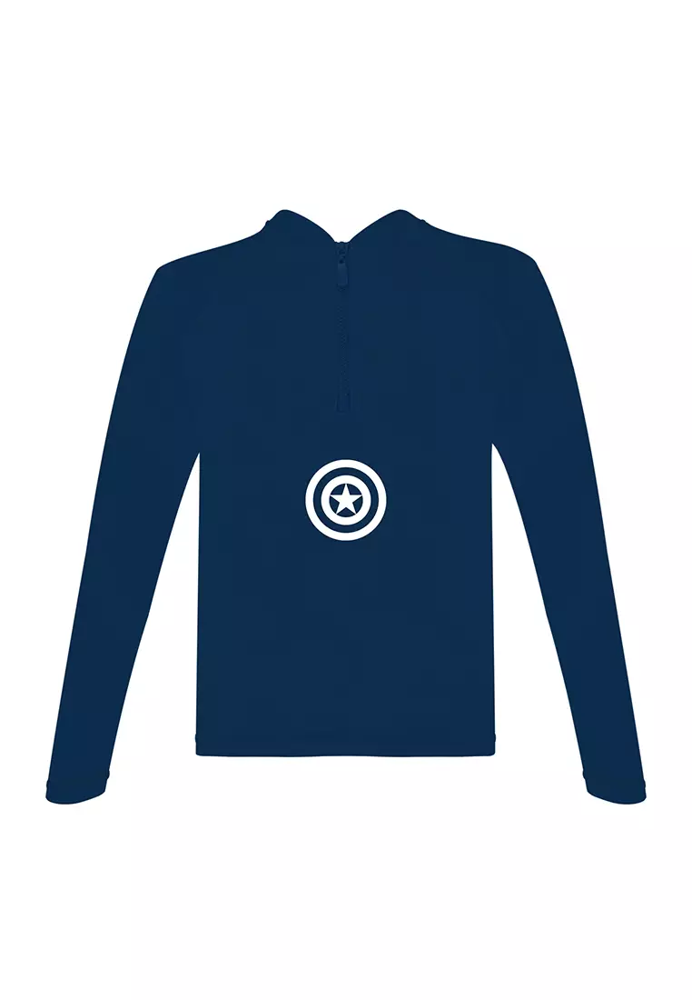Captain America Long Sleeved Rashguard With UPF 50 Boys Kid Swimwear