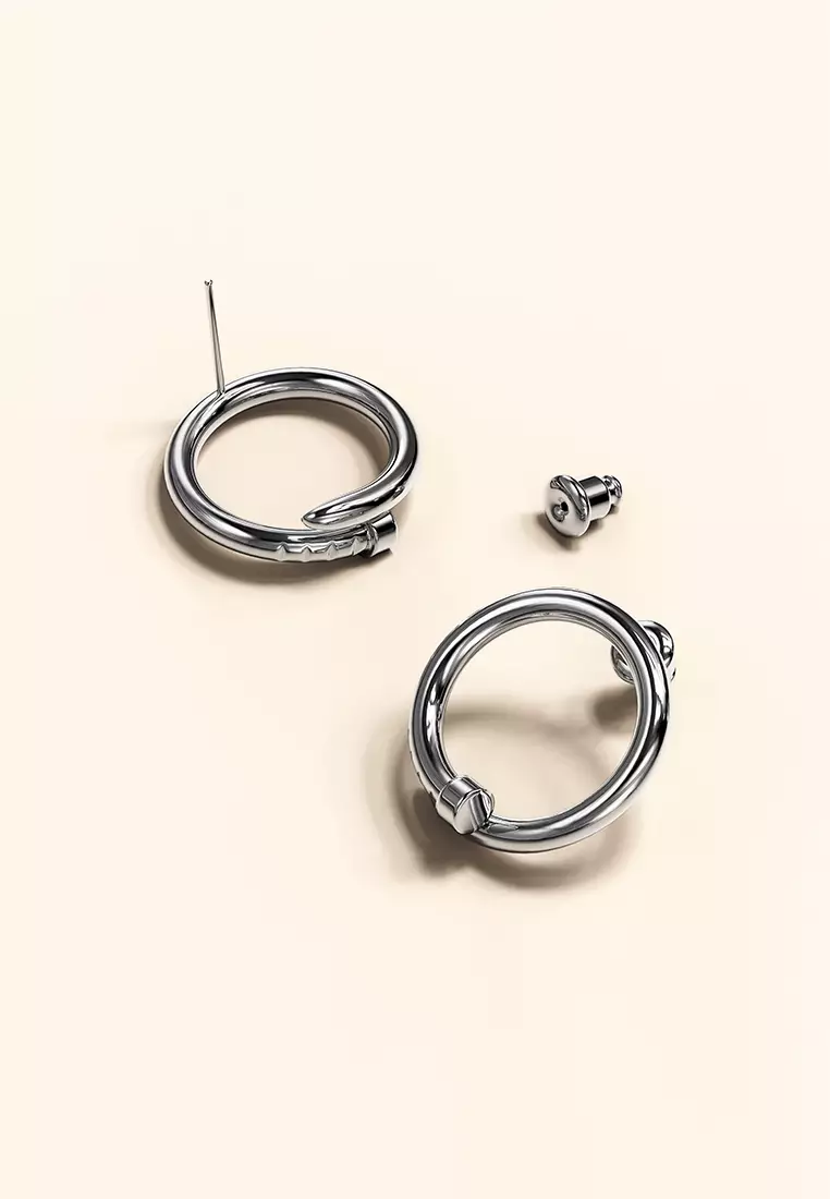 Buy Bullion Gold Screw Nail Drop Earrings in White Gold 2025