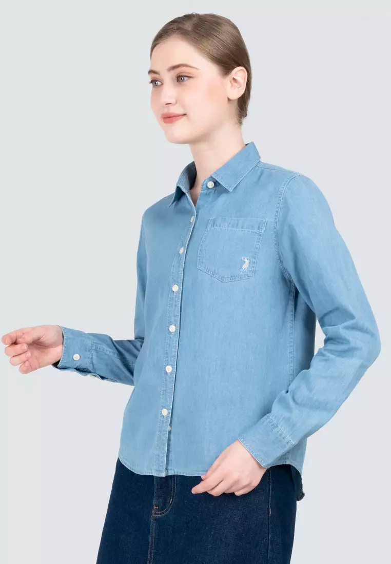 Polo Haus - Women’s Signature Fit Denim Long Sleeve Shirt WWLSV001