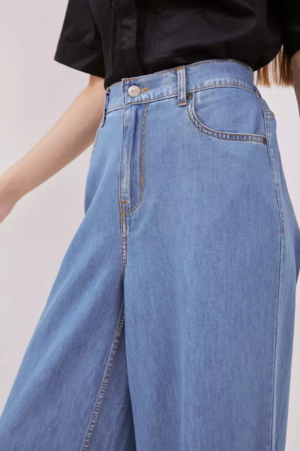 MINIMAL - MN314 - High Waist Flare Jeans - Light Blue Warna Blue_Light