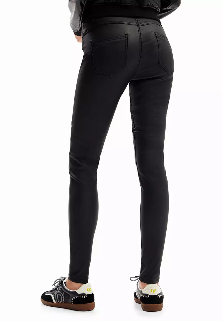 Desigual Woman Slim leather-effect trousers.