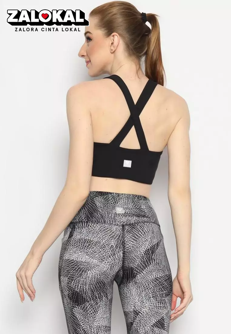 Fitwear - Sportbra Olahraga Wanita ANASTASIA [CROSS PLAIN] - BLACK