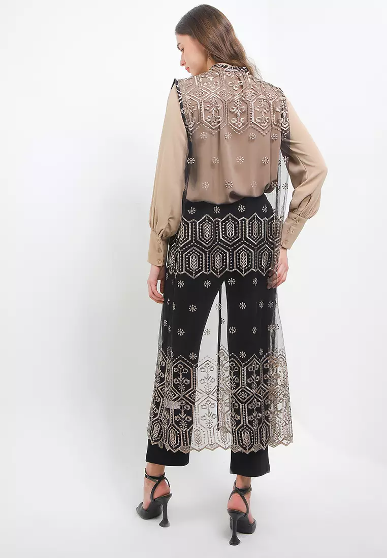 Ethnic Emb Mesh Vest