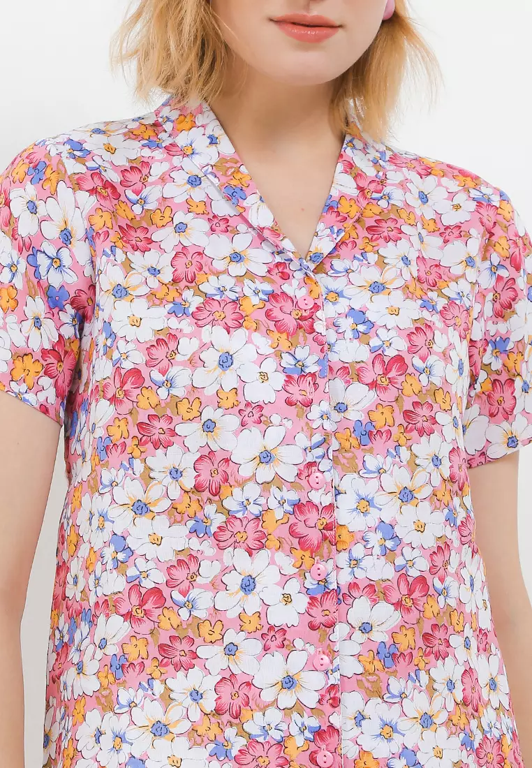 Erina Blouse In Pink Floral Print