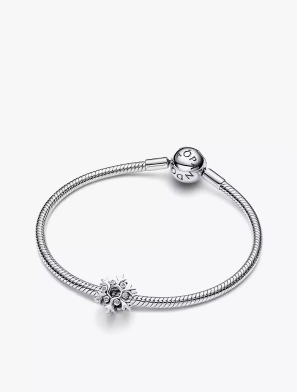Snowflake Sterling Silver Charm with Clear Cubic Zirconia