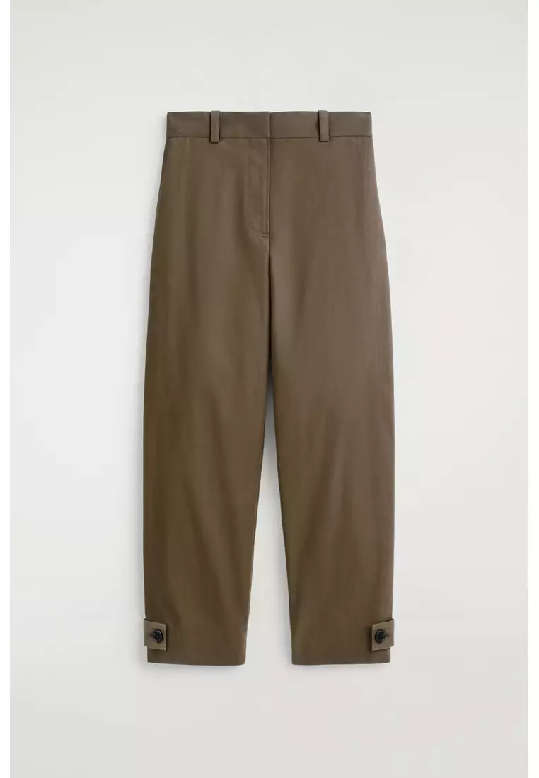 BARREL-LEG COTTON UTILITY TROUSERS