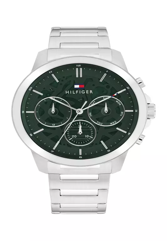 Men's Stainless Steel Bracelet and Green Dial Watch - TH1710686