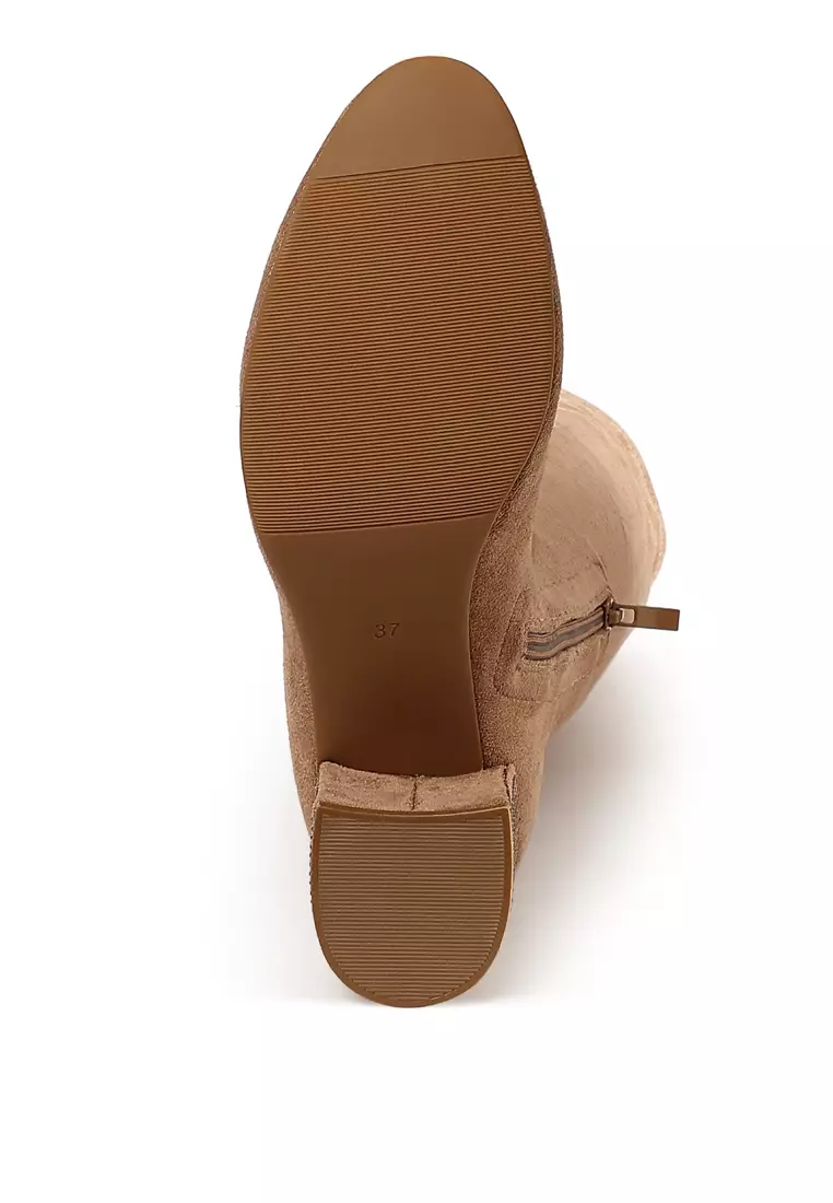 Microfiber Knee High Boots in Camel