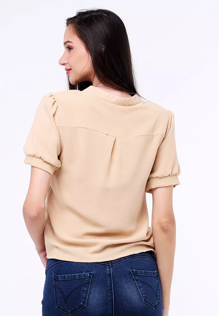 Short Sleeves Chinese Collar Blouse