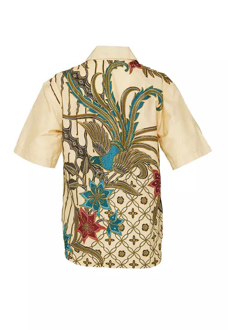 Baju Batik Anak Laki Laki Nayako Cream Lengan Pendek