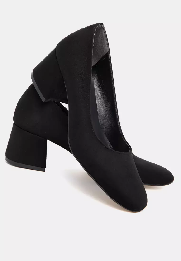 Black Suede Women's Classic Heeled Shoes 20808