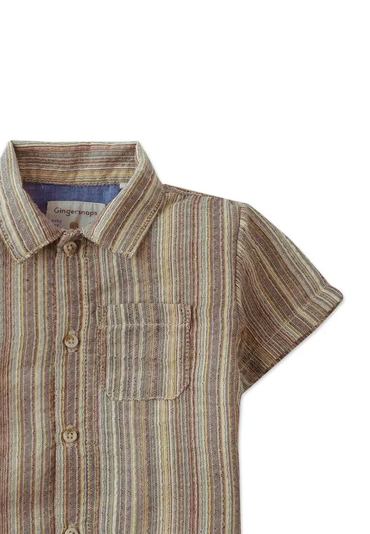 Baby Billy Cotton Linen Shirt With Microstripes