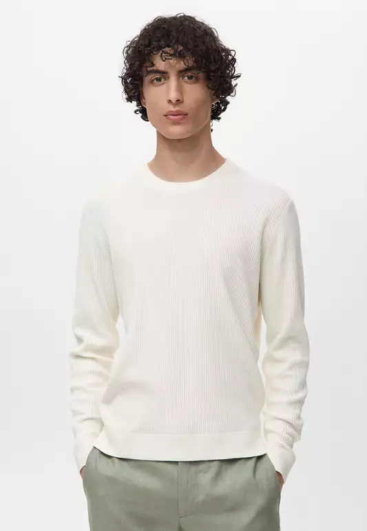 Fine Rib-Knit Cotton Sweater