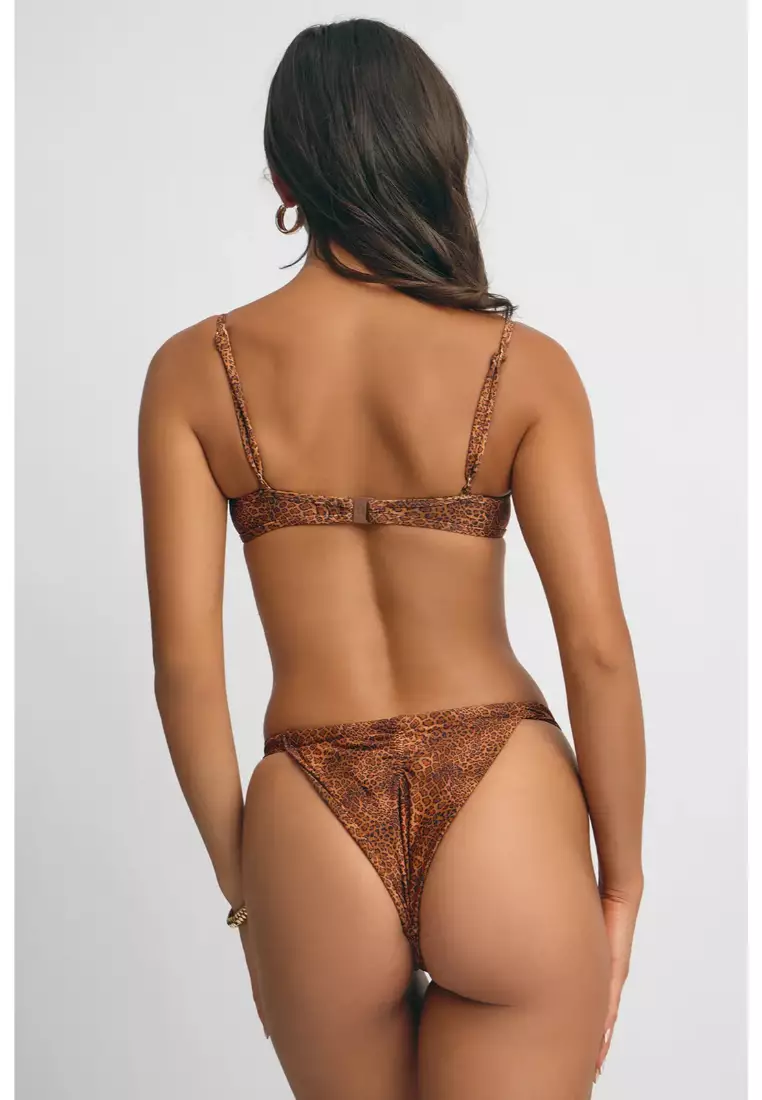 Giana Ruched Cheeky Bikini Bottoms / Leopard
