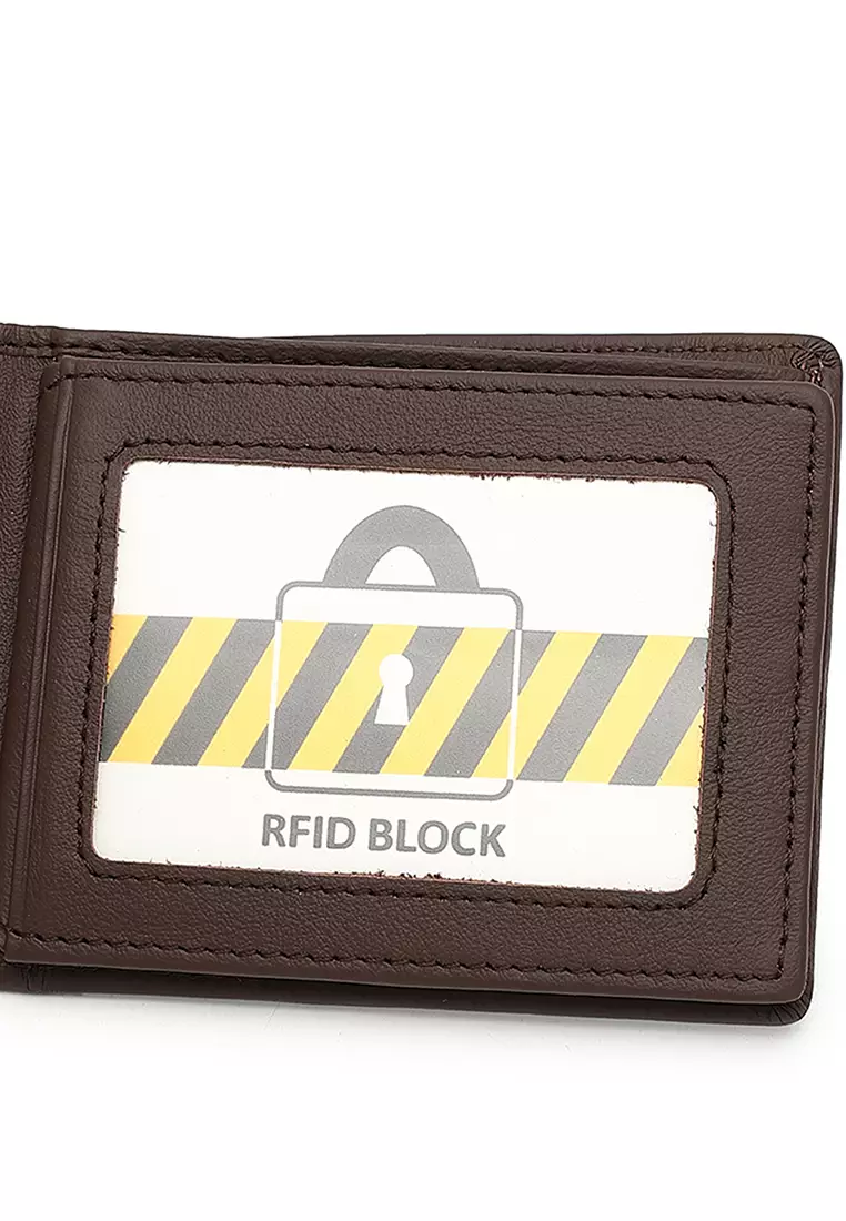 Genuine Leather RFID Short Wallet (Dompet Pendek Kulit Asli RFID Pria) - Cokelat