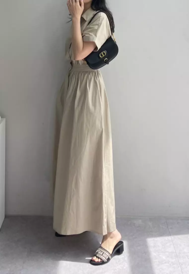 Elegant collar-style single-breasted dress CA25091911BE