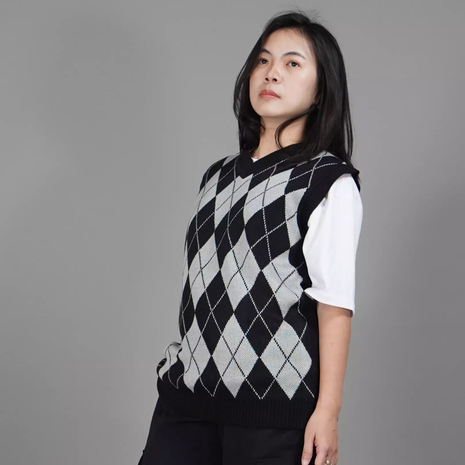 VEST WINDY Rompi Rajut Wanita Knit Vest Wanita - HITAM