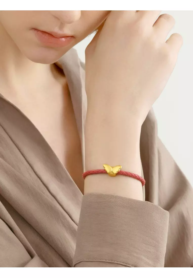 999 24K Solid Gold Angel Wing Charm 86507C (Bracelet not included)