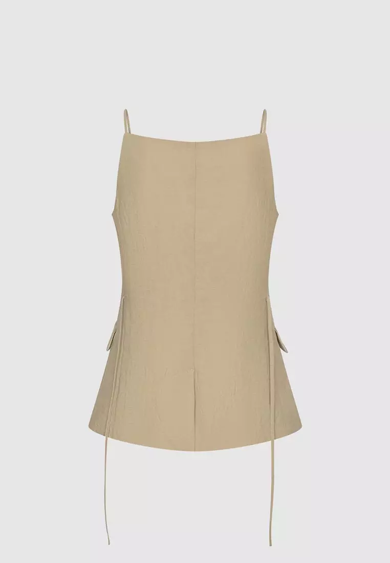 Button Up Thin Strap Cami Top