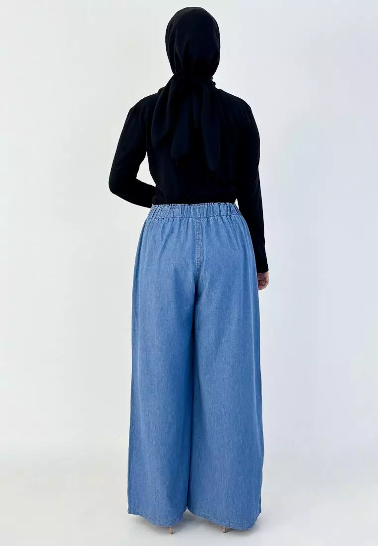 Wella Palazzo (Celana Panjang Bawah Lebar) Panjang 104 cm Biru Muda