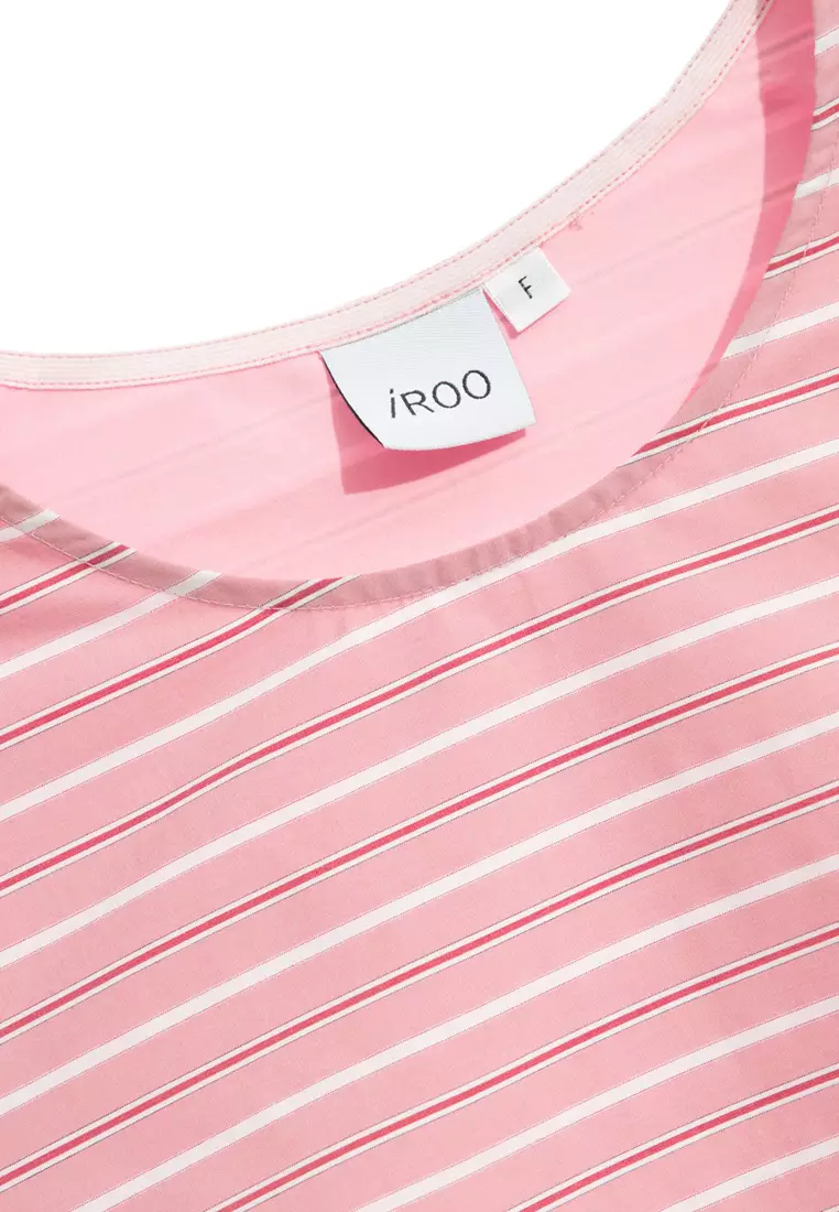 Stripe Print Short Sleeve Pink Top