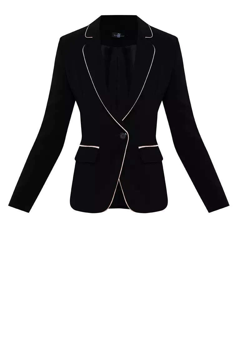 Contrast Piping Suit Blazer