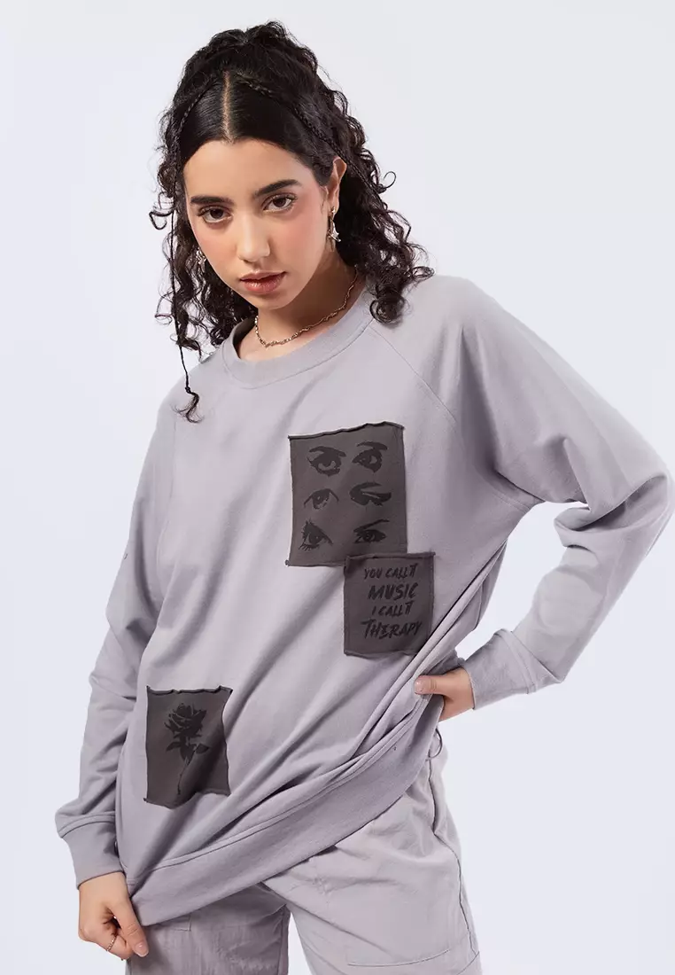 Oversized Sweatshirt with Patches