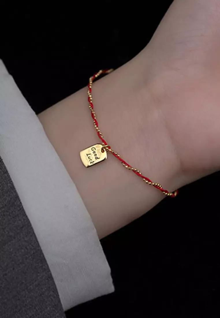 HAPPY FRIDAYS 925 Silver Chain x Red Thread Good Luck Bracelet AR