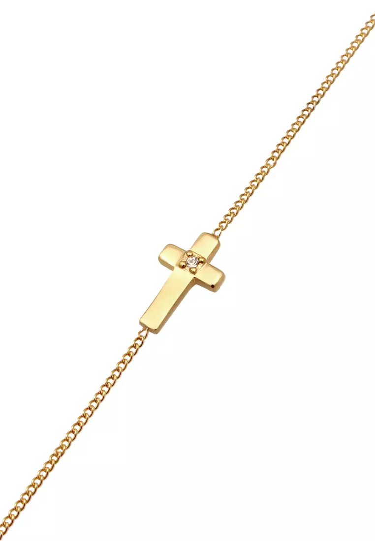 Necklace Cross Basic Gold Plated Embellished With Crystals By Swarovski®