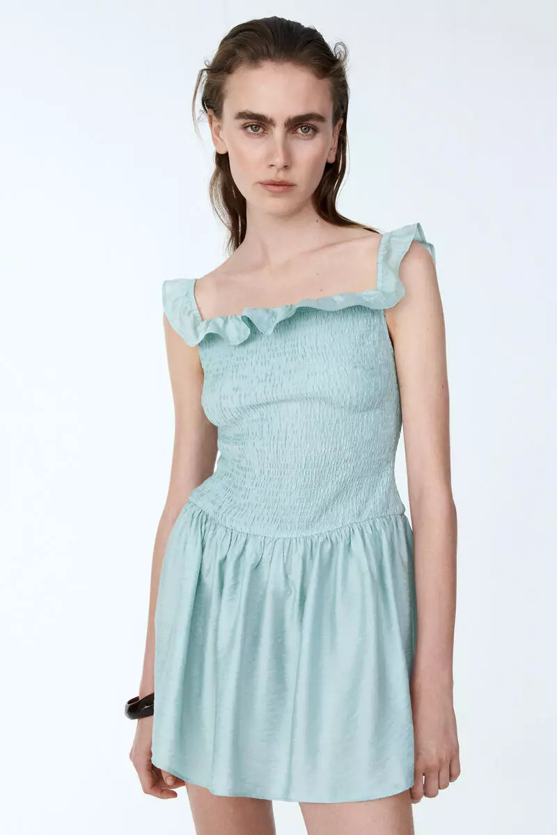 Smocked off-the-shoulder dress