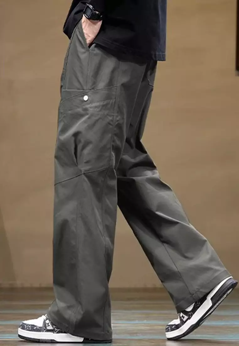 抽繩休閒寬腿褲