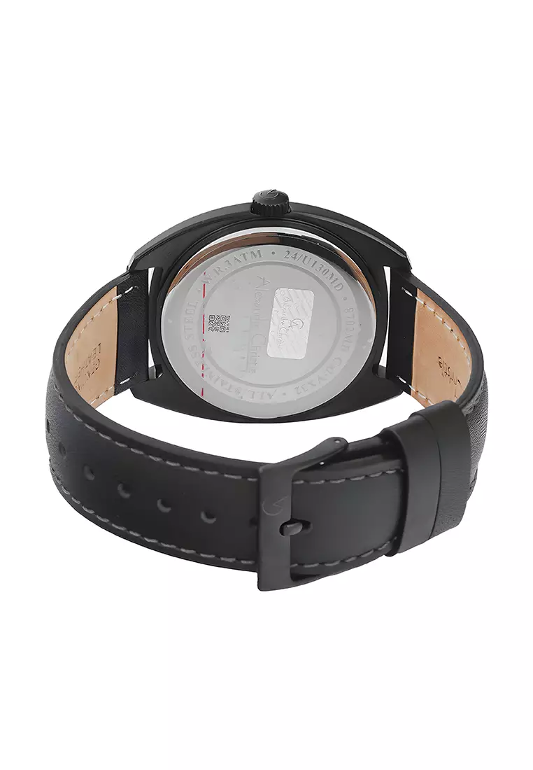 Alexandre Christie Classic Steel - Jam Tangan Analog Pria - Black Case - Black Leather Strap - 8702MDLIPDG