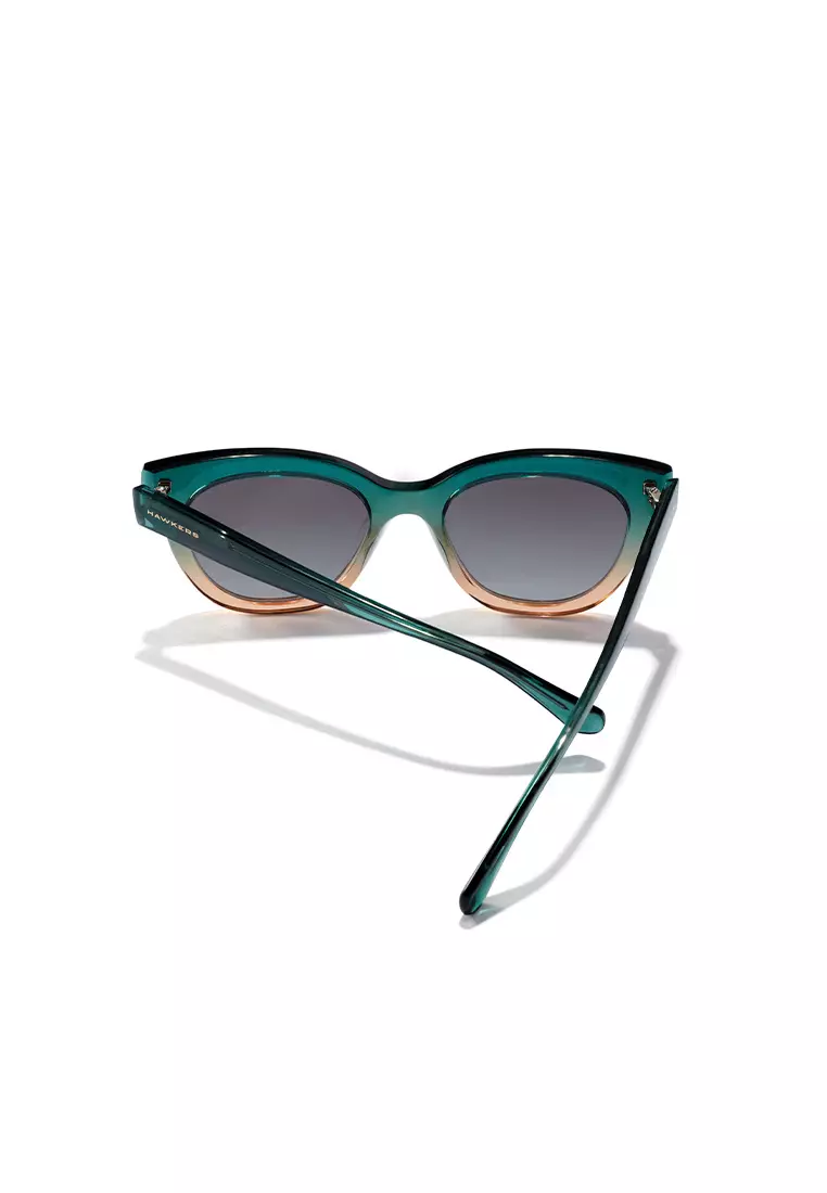 HAWKERS Green Champagne AUDREY Sunglasses for Women, Femenine. UV400 Protection. Official Product designed in Spain
