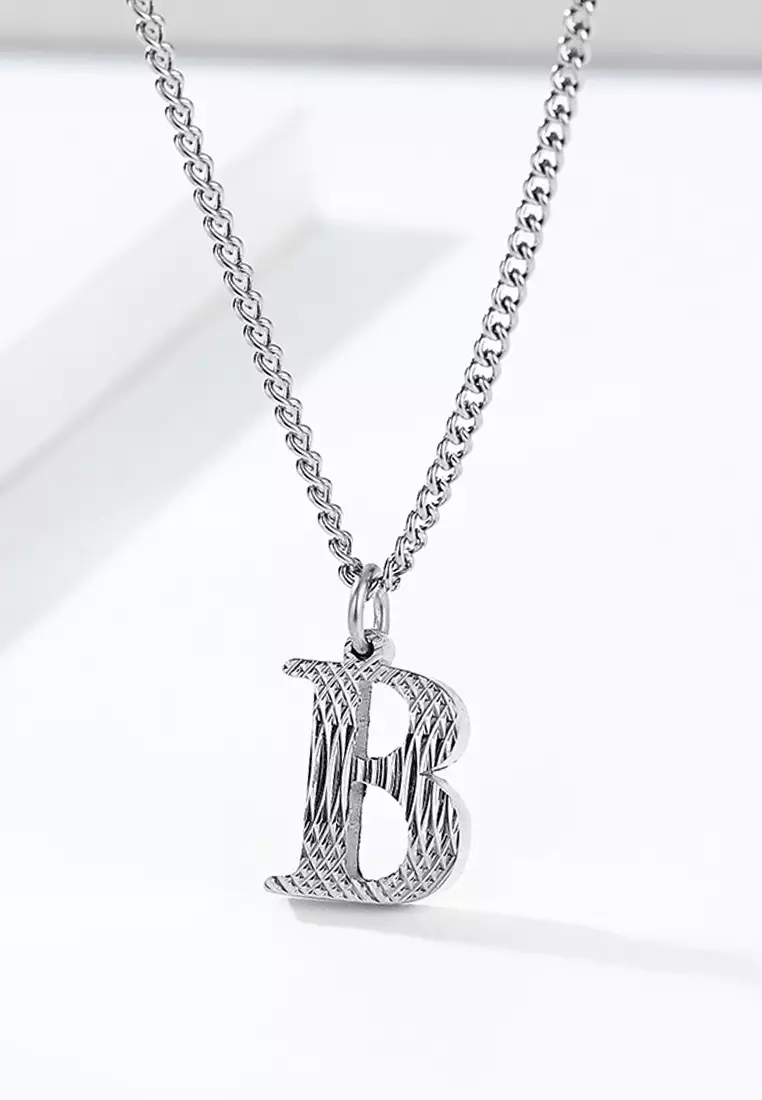 Unisex Design Titanium Steel Alphabet Pendant Necklace JW QF-DZ474