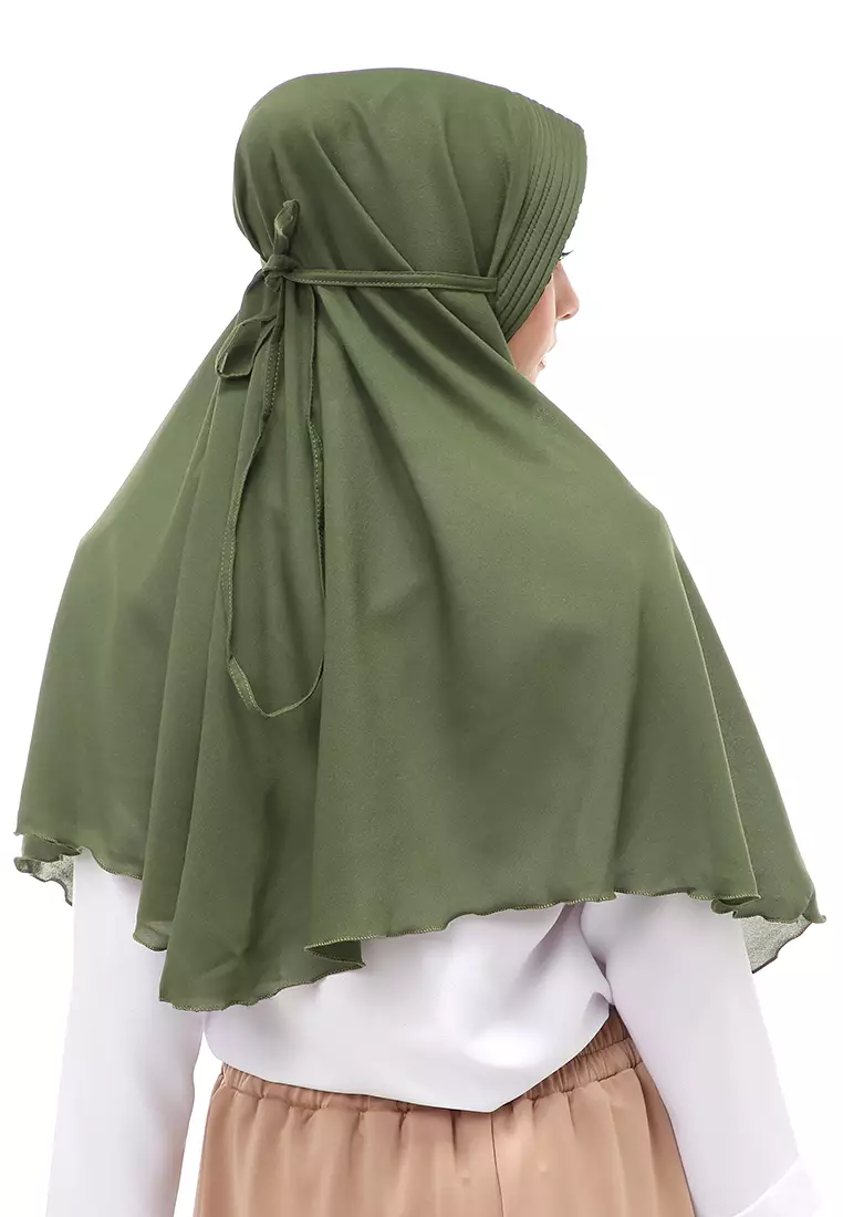 Anisa Jilbab Khimar Muslimah Polos Tali Berbo Regular Fit - Army