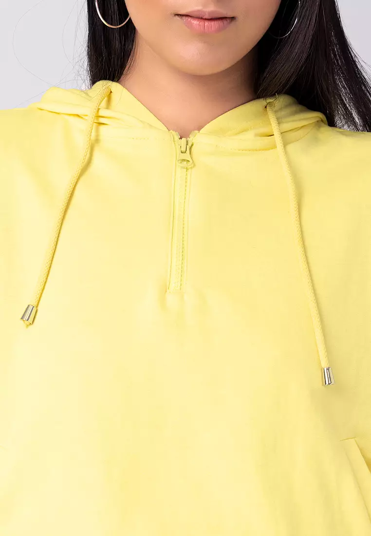 Yellow Crop Hoodie and Joggers Set
