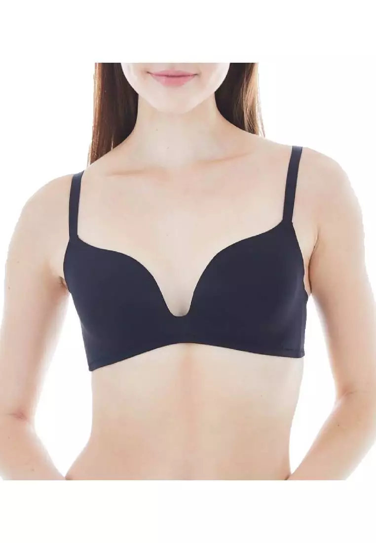 Buy Triumph Modern Lace Cotton Padded Wired Seamless Bra - Black online