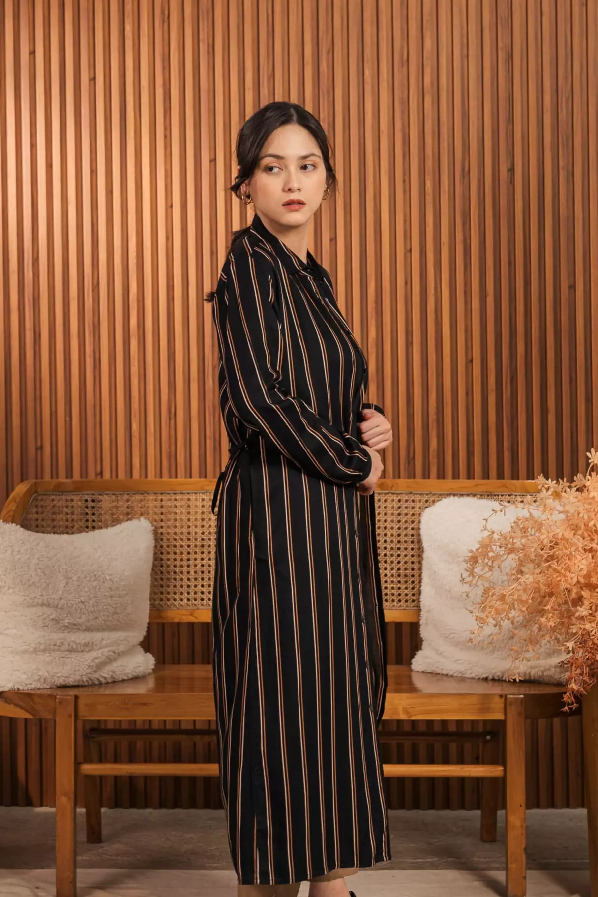 C2 Ensley Black Casual Maxi Shirt Wanita