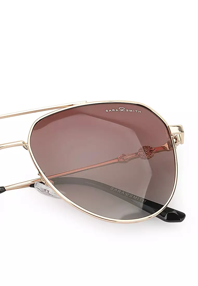 Unisex Polarized Aviator Sunglasses - Glossy Gold