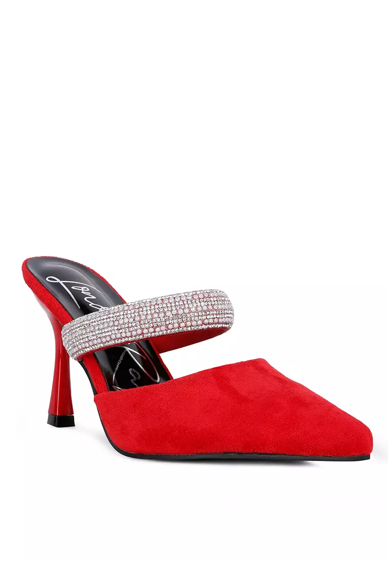 Diamante on sale heeled mules