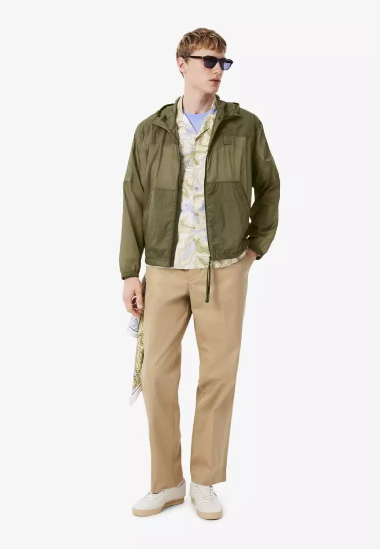 Lightweight Water-Repellent Hooded Jacket - Green