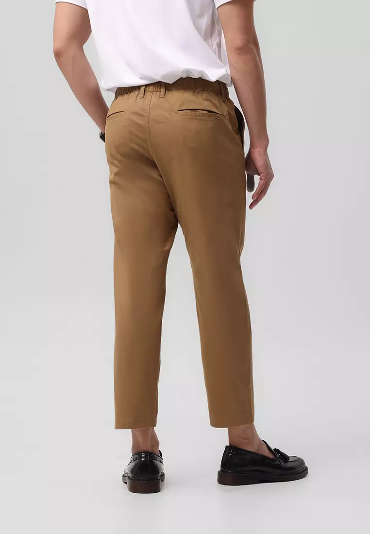 MANZONE - Celana Panjang Ankle Pria Bruce Relaxed Fit - Brown Warna Brown