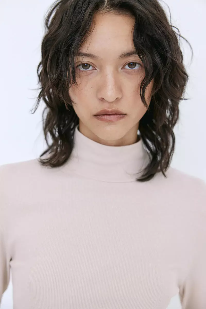 Buy H M Ribbed polo neck top 2024 Online ZALORA Singapore