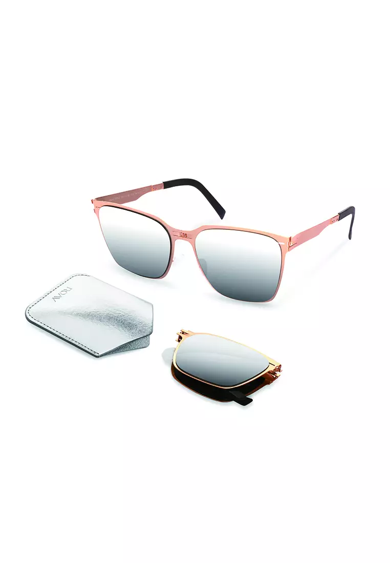 ROAV超輕極薄摺疊式太陽眼鏡 AUDREY SS002 Brush Gold / Silver Mirror 14.61